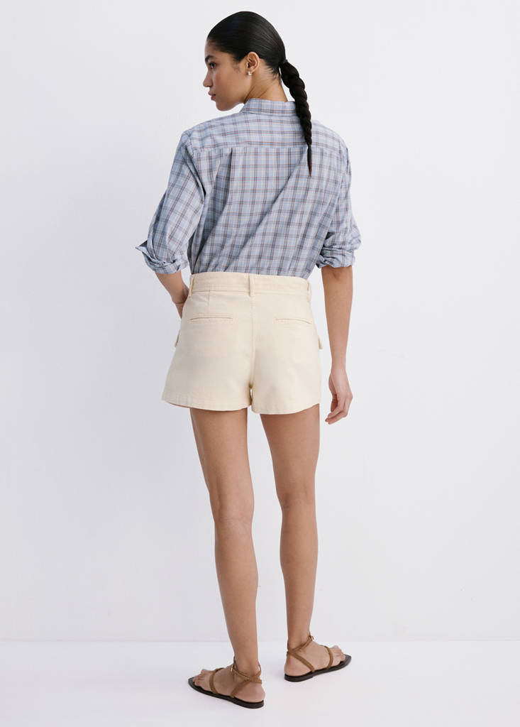 Flap pocket denim shorts — Ecru