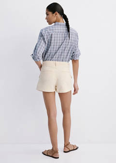 Flap pocket denim shorts — Ecru 3