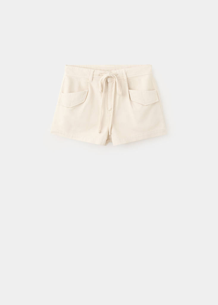 Flap pocket denim shorts — Ecru