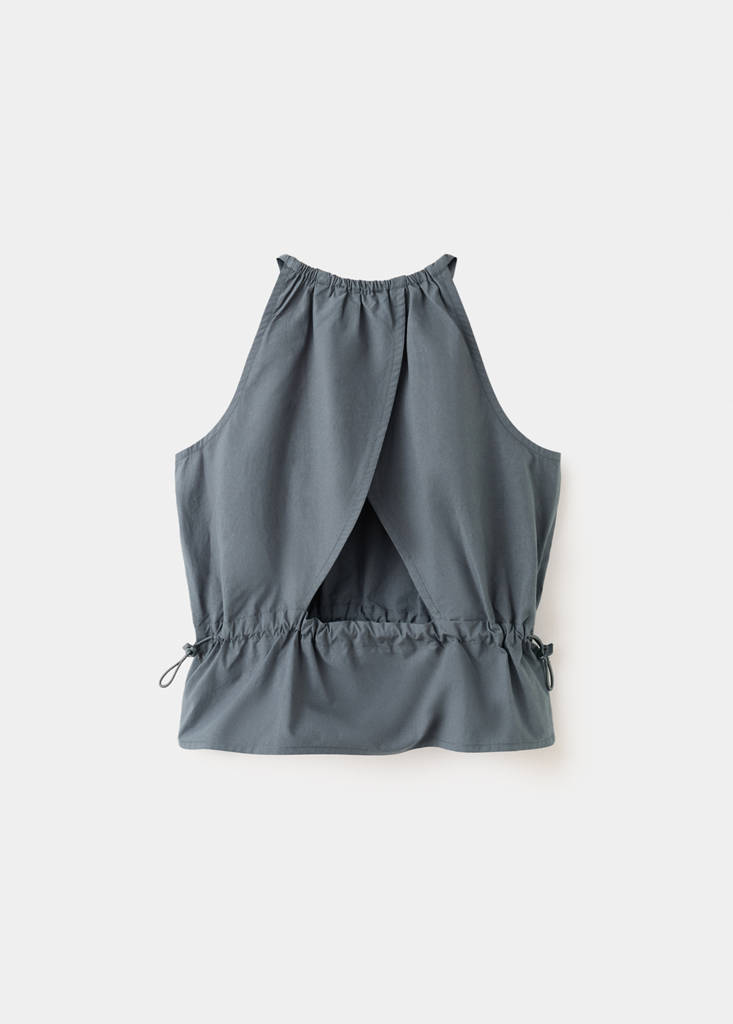 Halter blouse with gathered sides — Charcoal