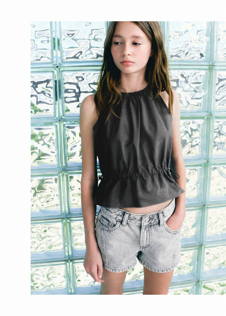 Halter blouse with gathered sides — Charcoal