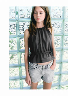 Halter blouse with gathered sides — Charcoal 3