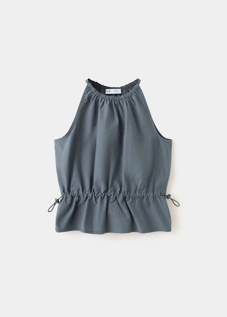 Halter blouse with gathered sides — Charcoal