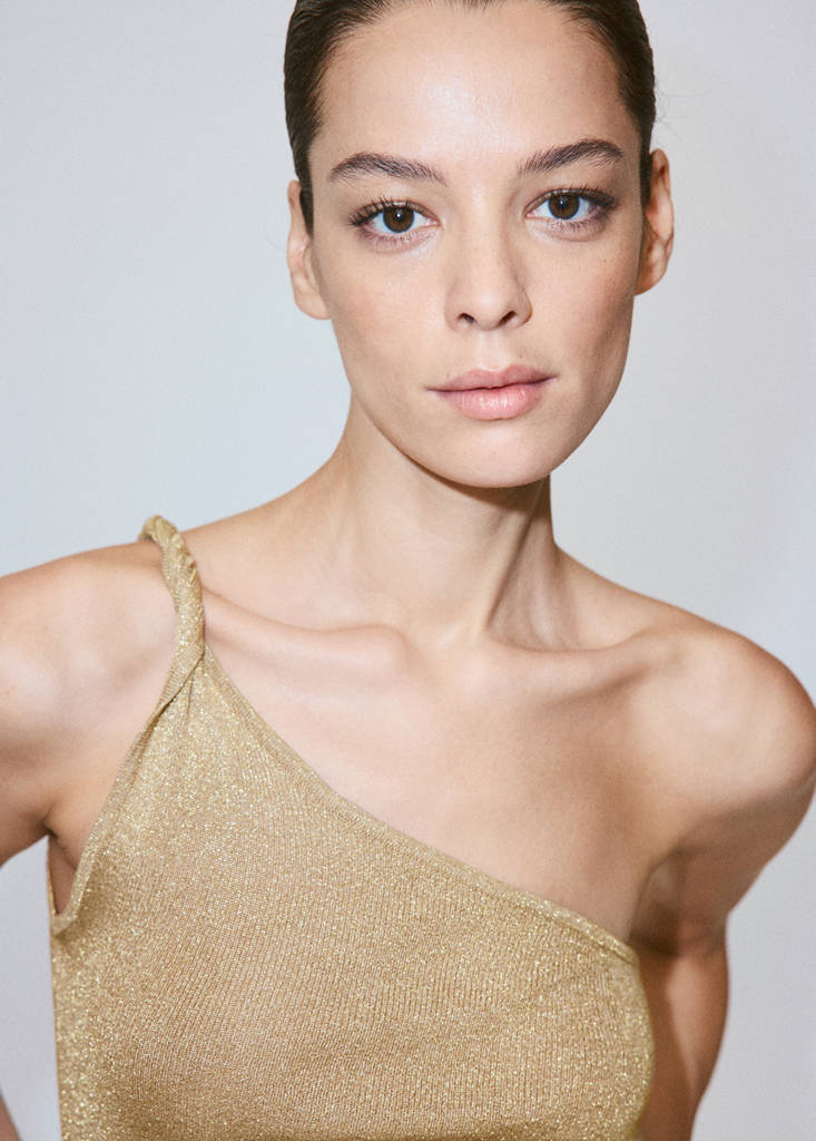 Knit asymmetric top — Gold