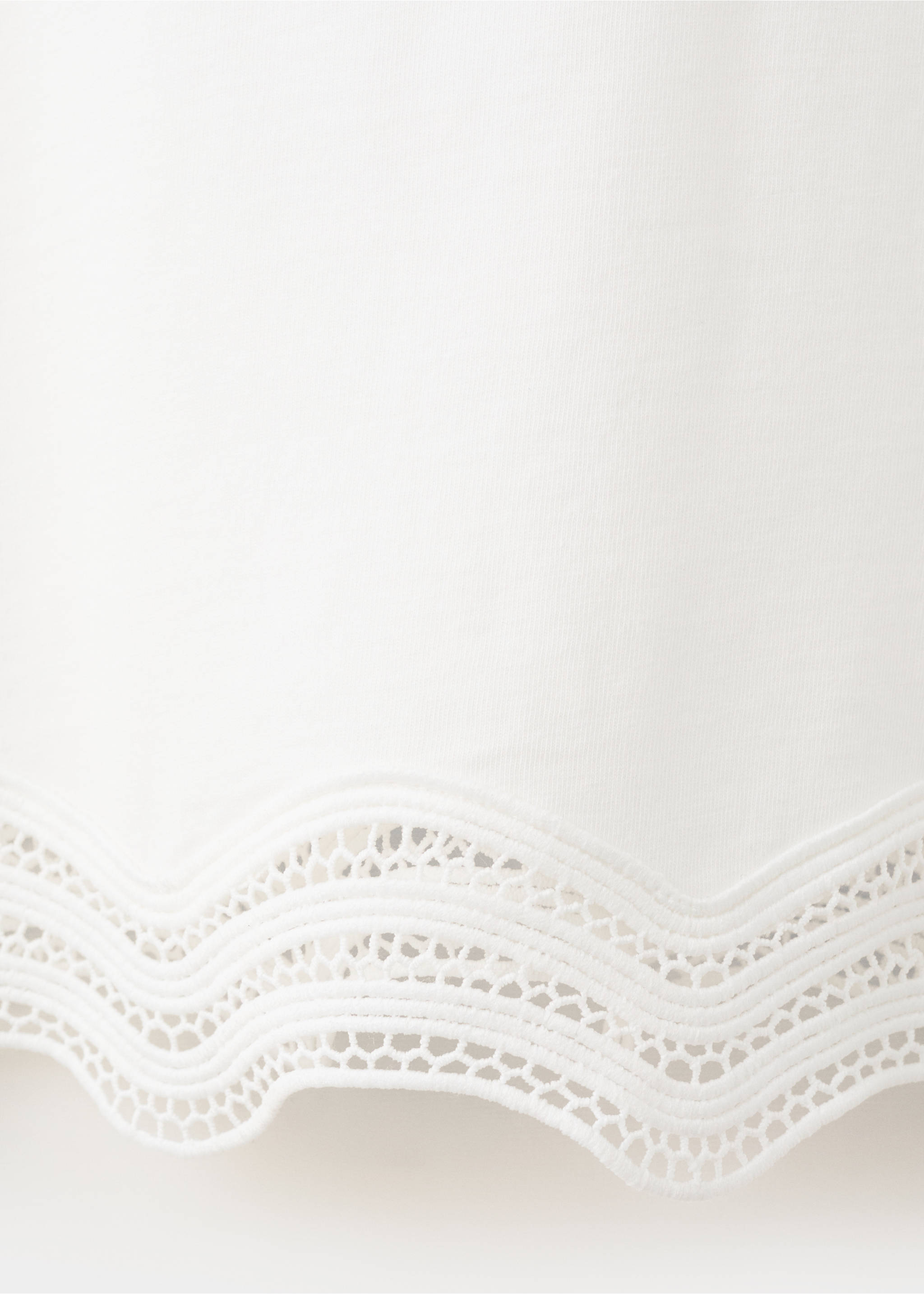 Cotton t-shirt with openwork embroidered detail - Details of the article 8, White. Ref: 37041354-00.