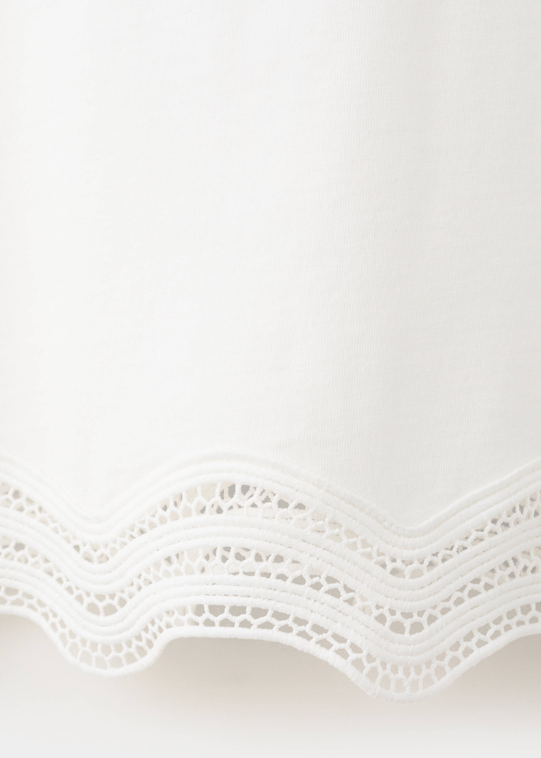 Cotton t-shirt with openwork embroidered detail - Details of the article 8