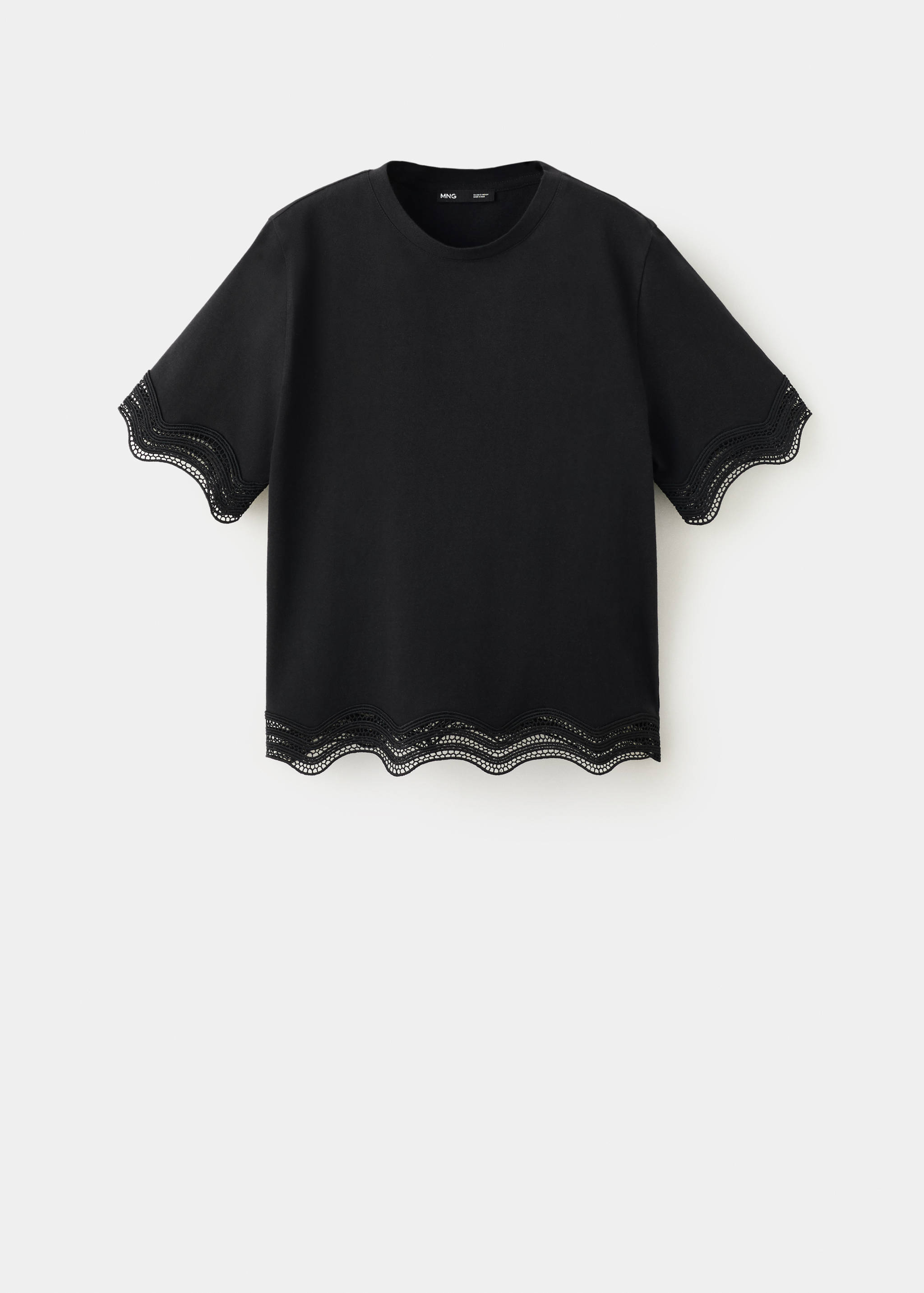 Cotton t-shirt with openwork embroidered detail - Article without model