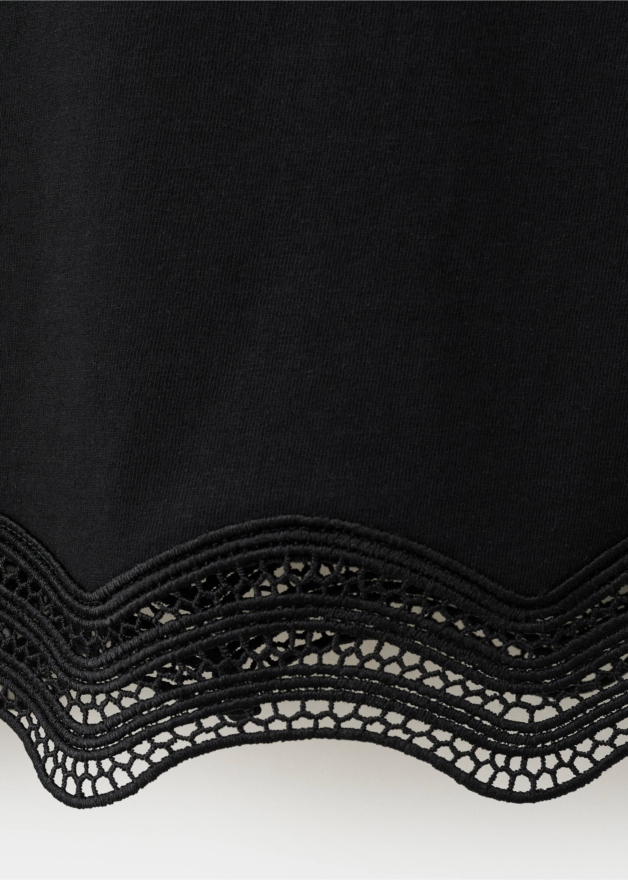 Cotton t-shirt with openwork embroidered detail - Details of the article 8, Black. Ref: 37041354-00.