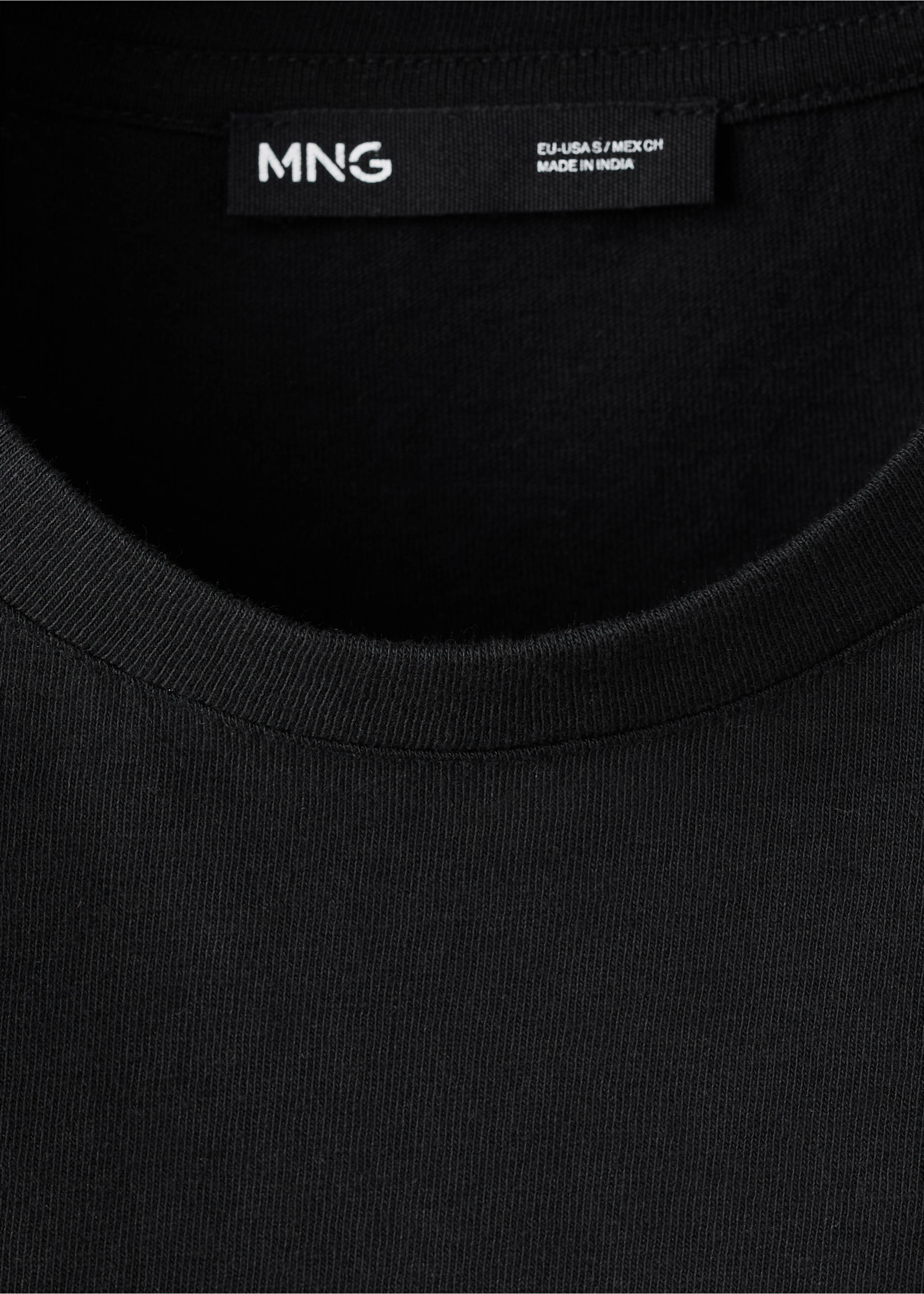 Cotton t-shirt with openwork embroidered detail - Details of the article 0, Black. Ref: 37041354-00.