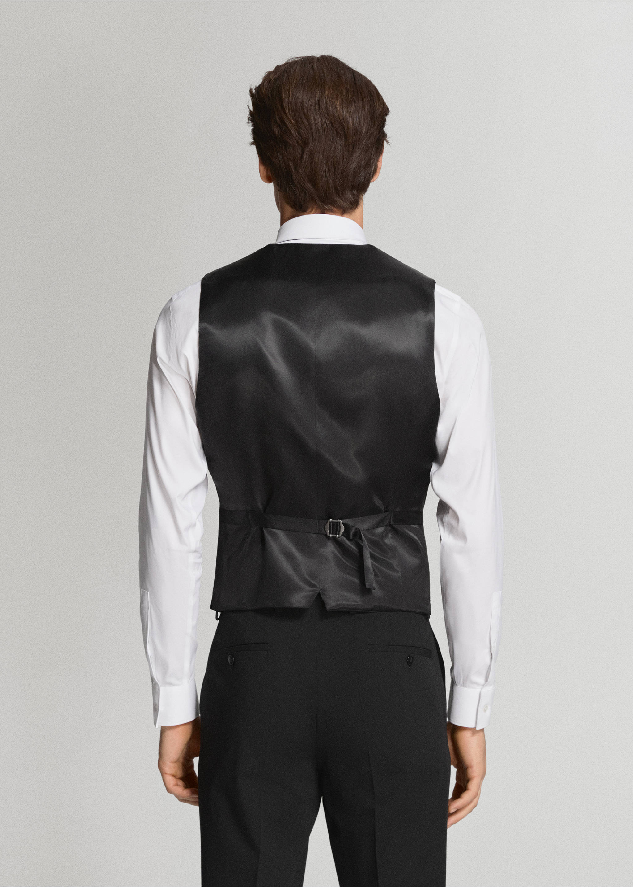 Костюмный жилет super slim fit из ткани стретч - Обратная сторона изделия, Черный. Ref: 37041357-00.