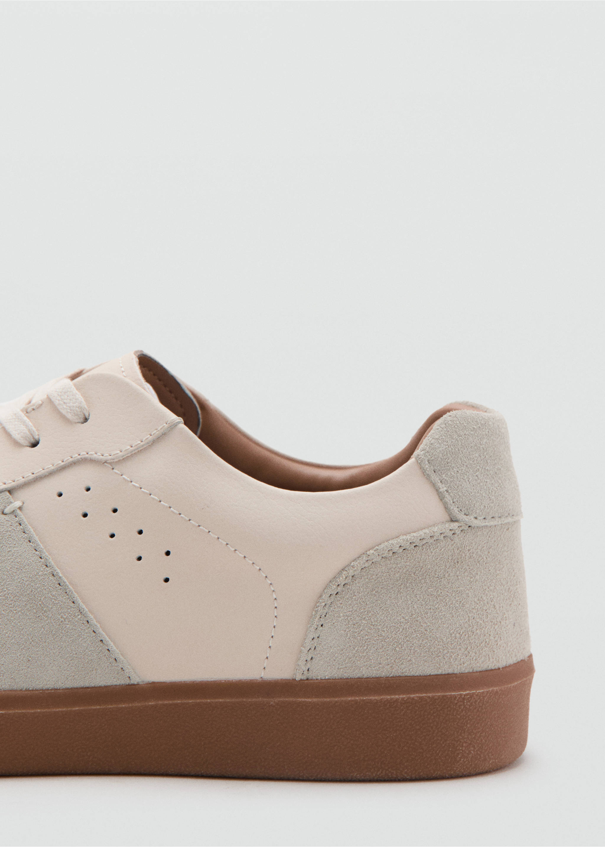 Combined leather sneaker - Details of the article 1, White. Ref: 37041358-00.
