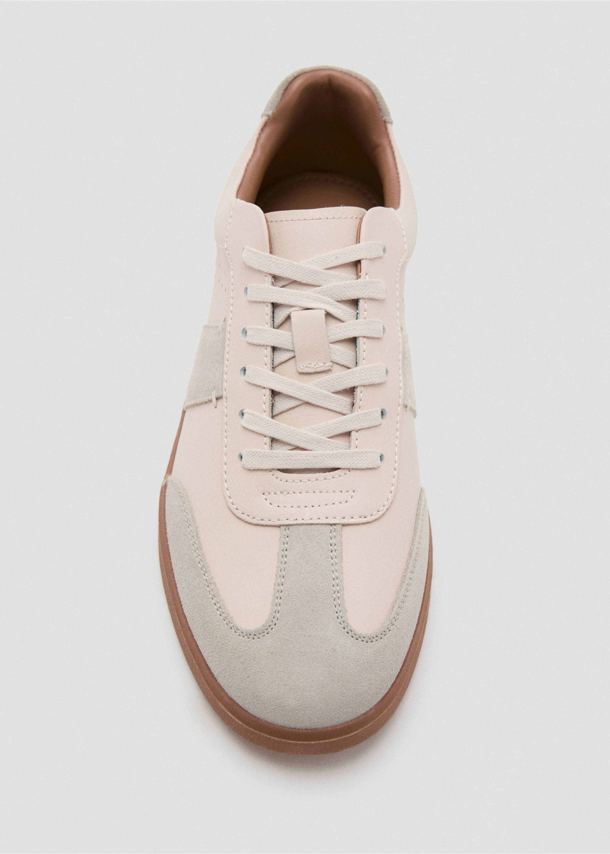 Combined leather sneaker - Details of the article 2, White. Ref: 37041358-00.