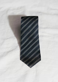 Striped tie with combined patterns — Navy 3