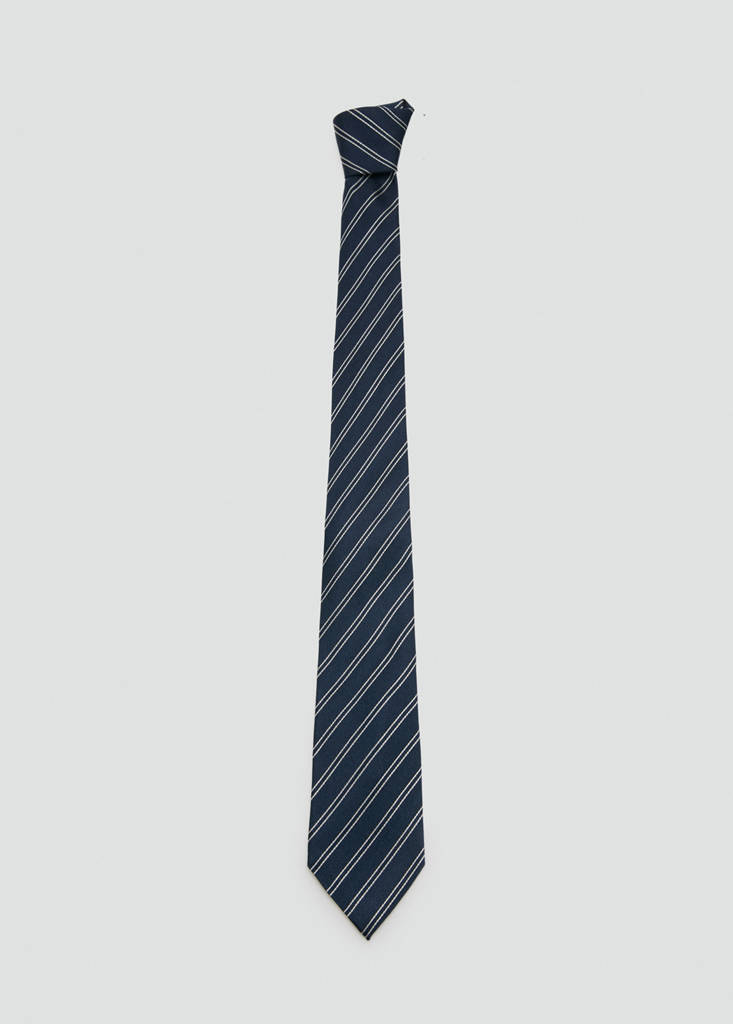 Striped tie with combined patterns — Navy