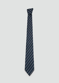 Striped tie with combined patterns — Navy 1