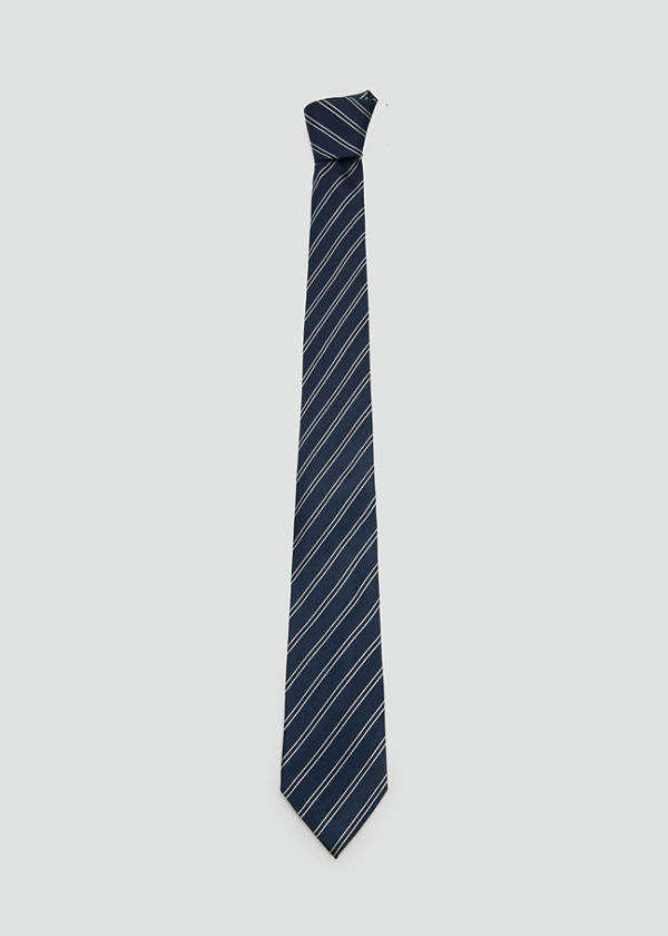 Striped tie with combined patterns — Navy