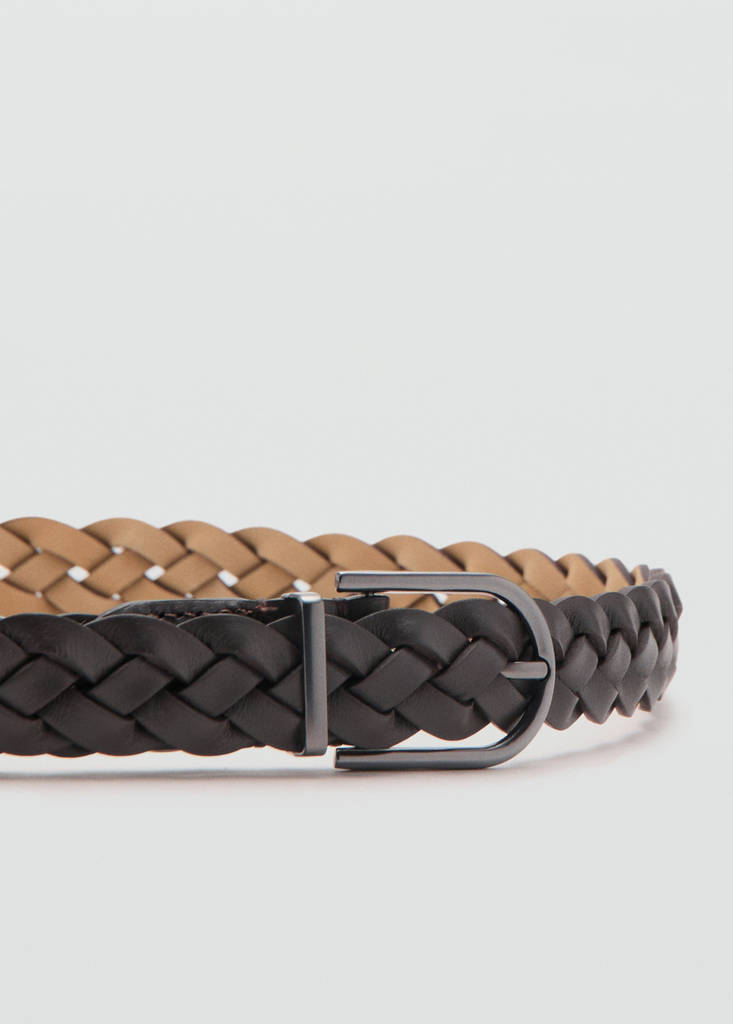 Mango 100% Braided Leather Belt In Brown