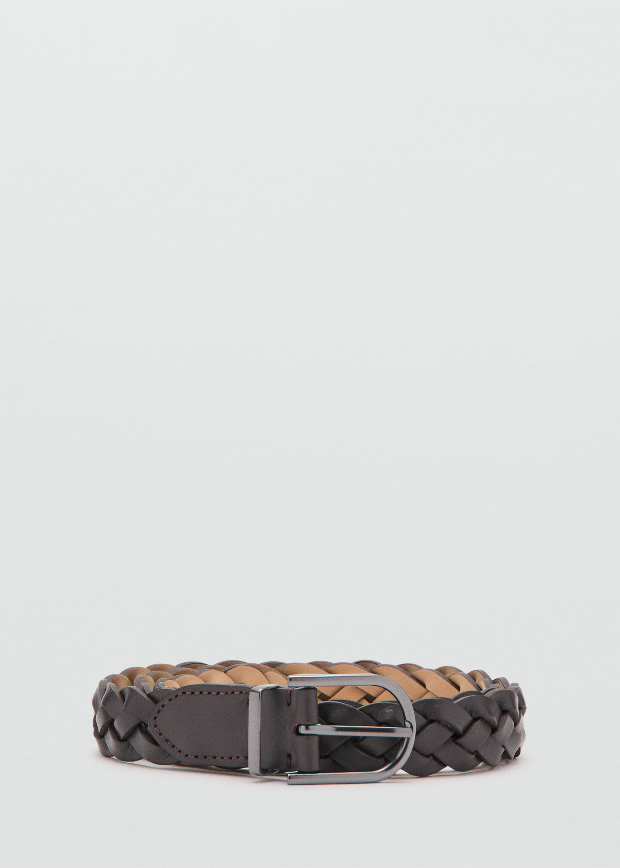 100% braided leather belt - Article without model, Brown. Ref: 37041361-00.