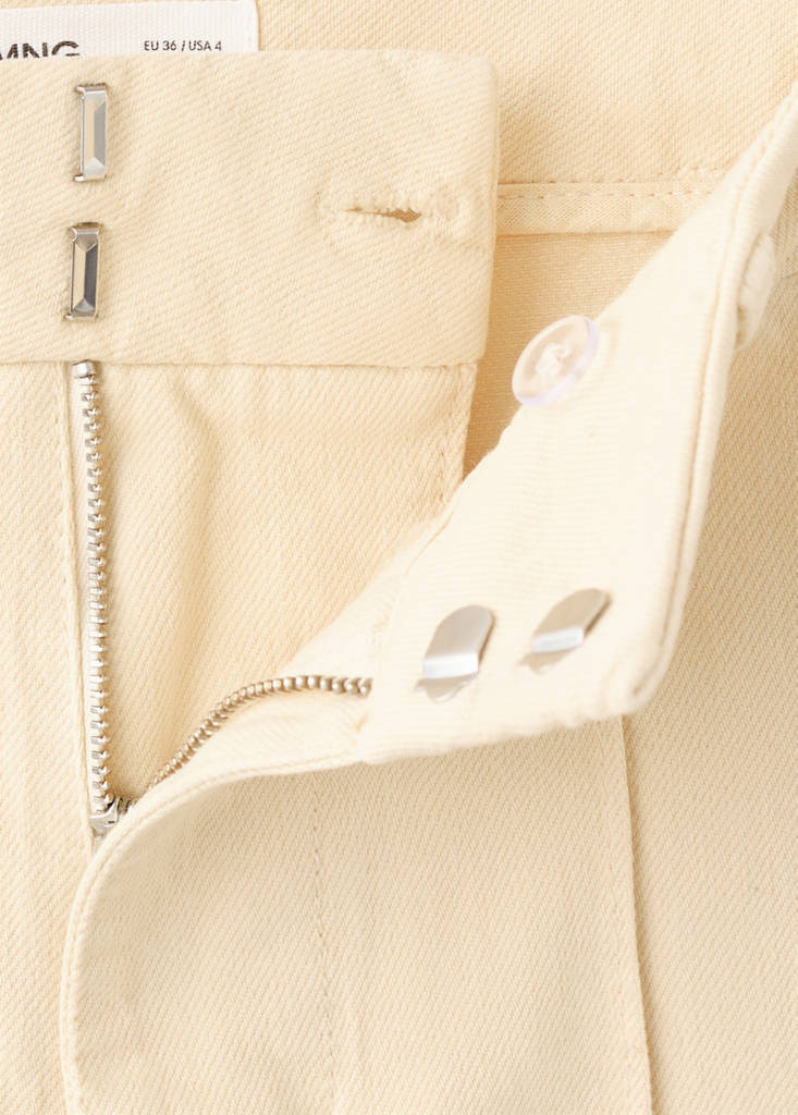High-waisted wide leg jeans with stitching — Vanilla