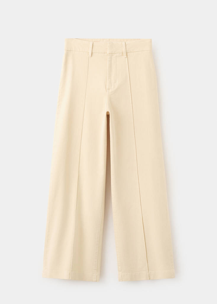 High-waisted wide leg jeans with stitching — Vanilla