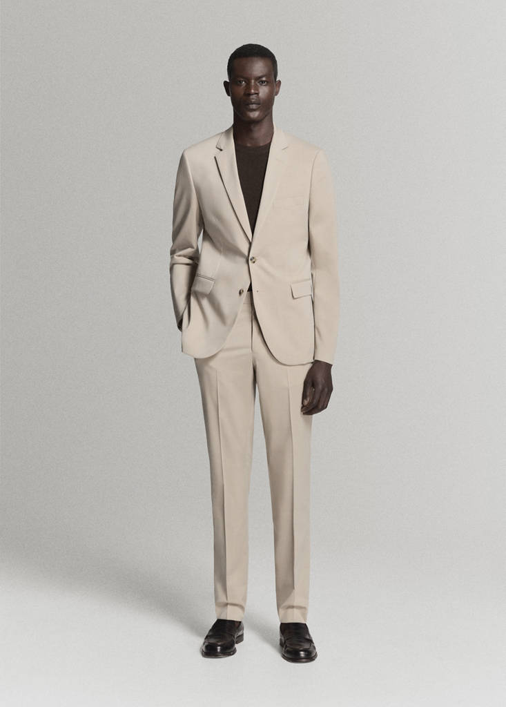 Super slim-fit suit jacket in stretch fabric — Beige
