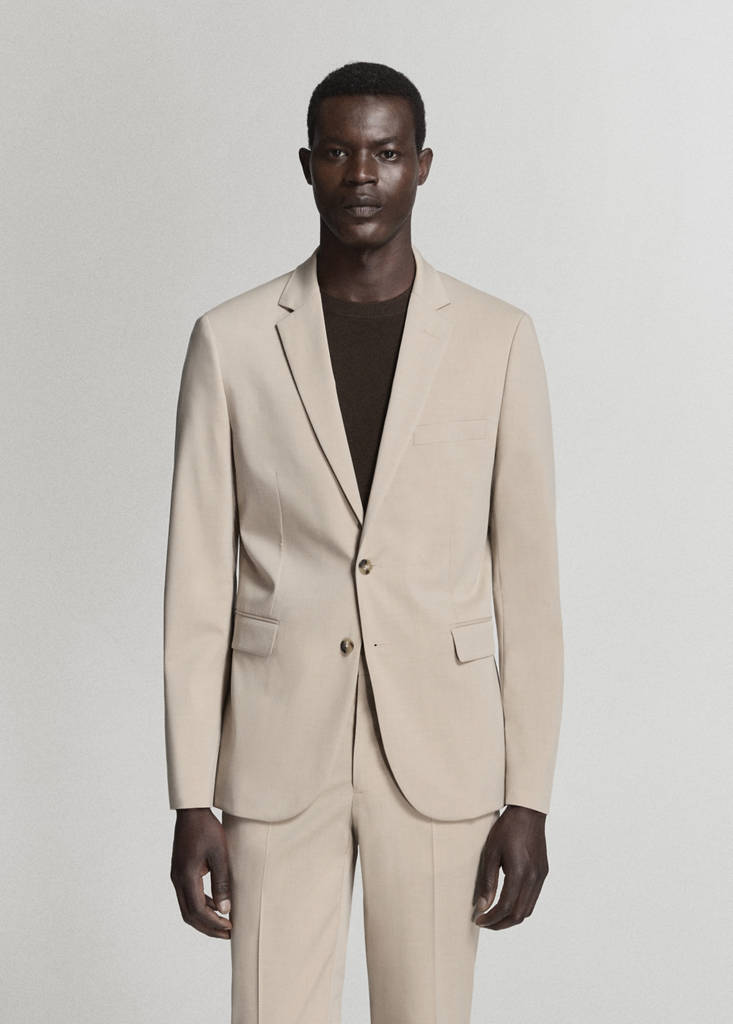 Super slim-fit suit jacket in stretch fabric — Beige