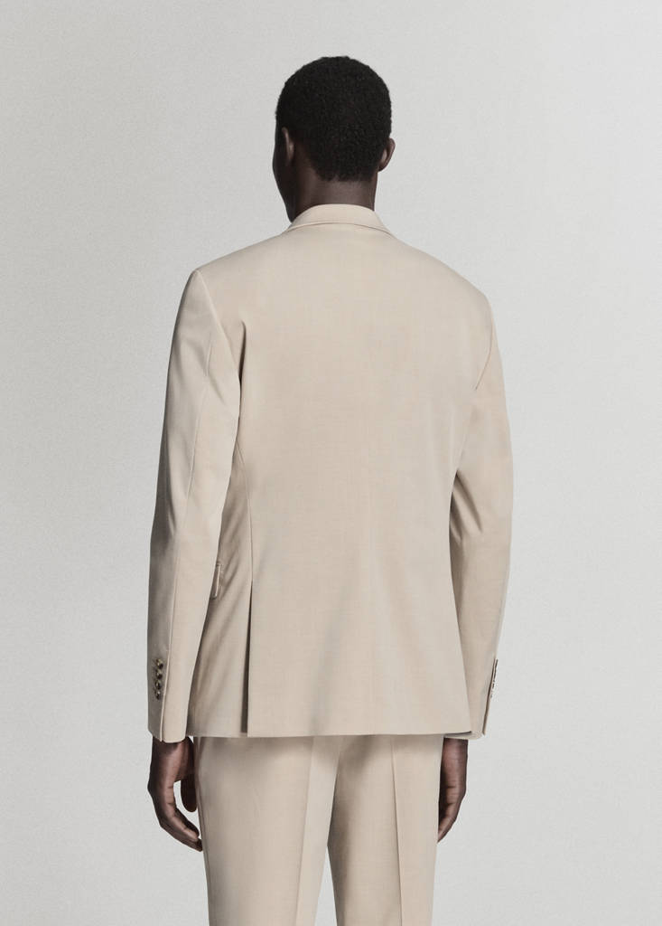 Super slim-fit suit jacket in stretch fabric — Beige