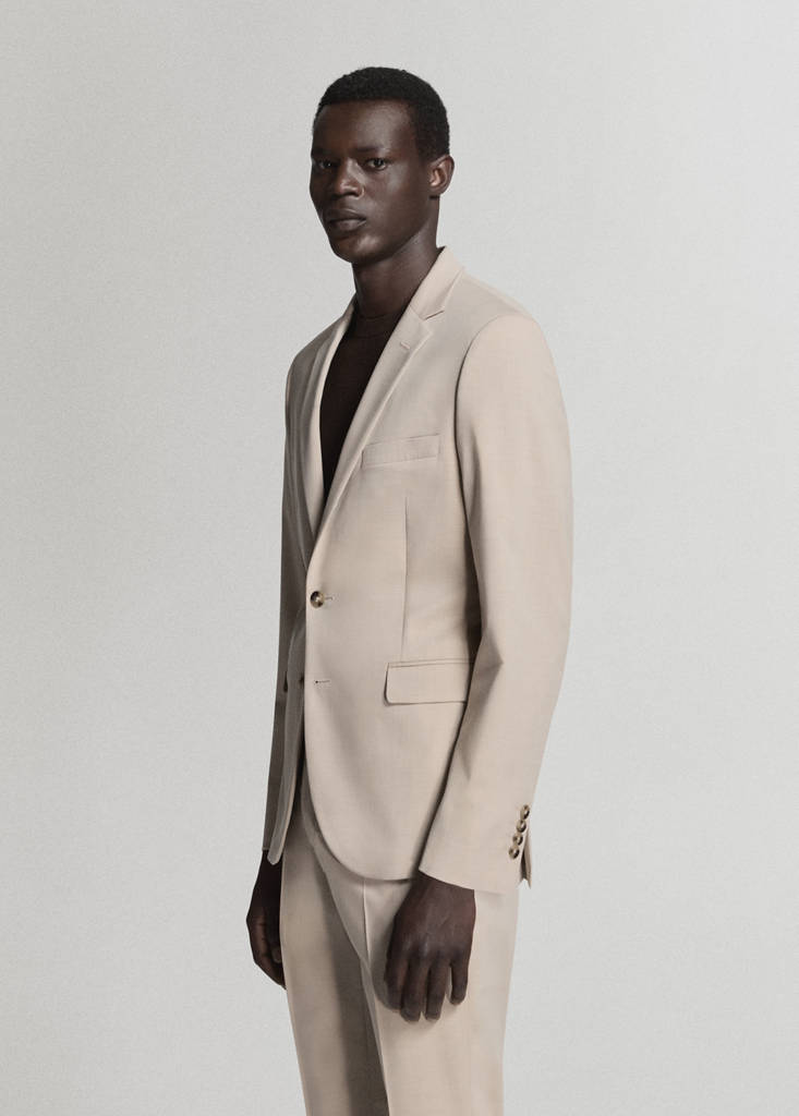 Super slim-fit suit jacket in stretch fabric — Beige