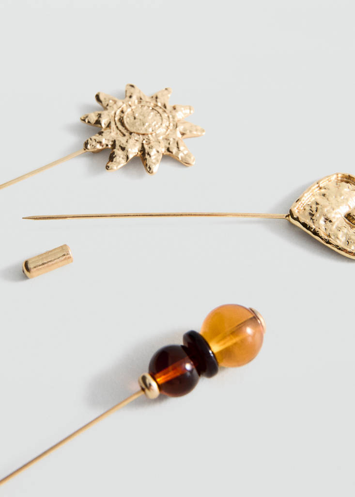 Set of 3 combined brooches — Gold