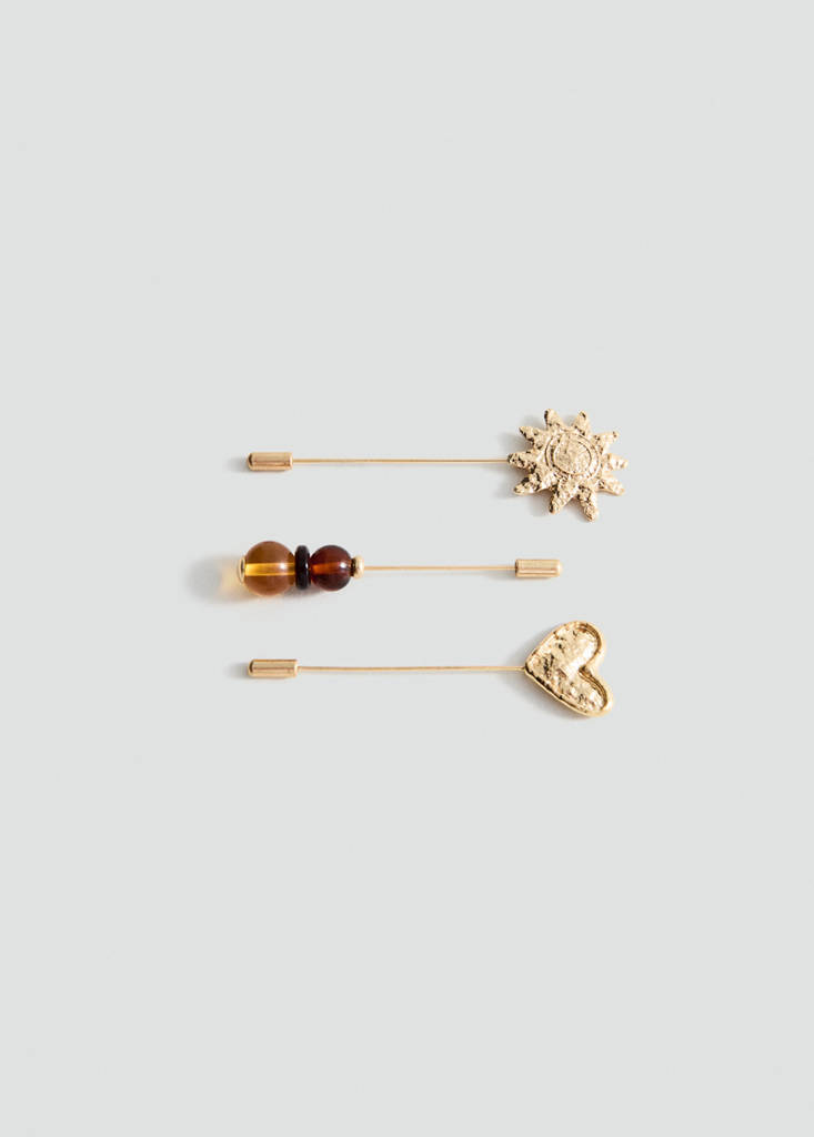 Set of 3 combined brooches — Gold
