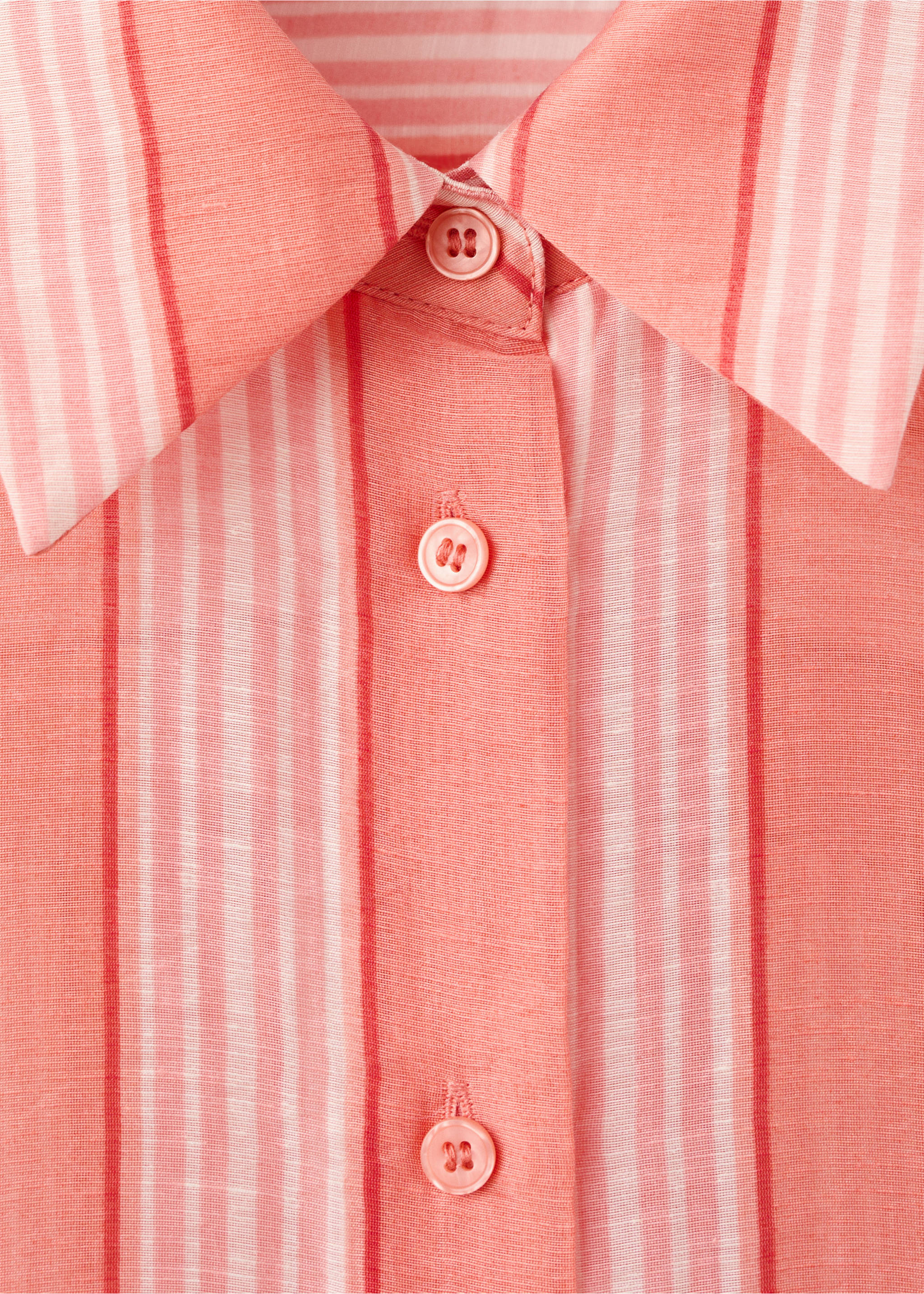 Camisa barreja lli lyocell ratlles - Detall de l'article 8, Taronja. Ref: 37041367-00.