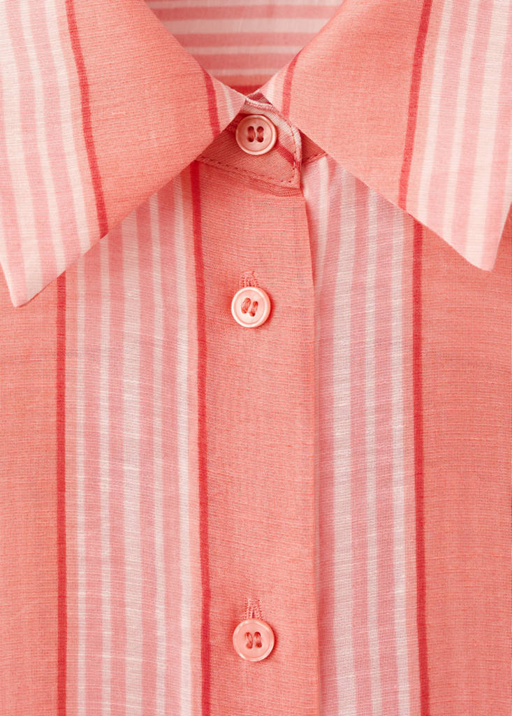 Linen lyocell blend stripe shirt — Orange