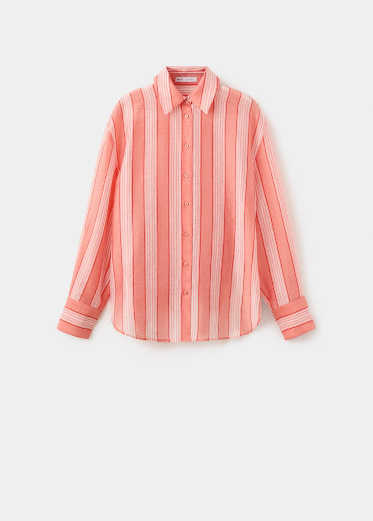 Linen lyocell blend stripe shirt — Orange