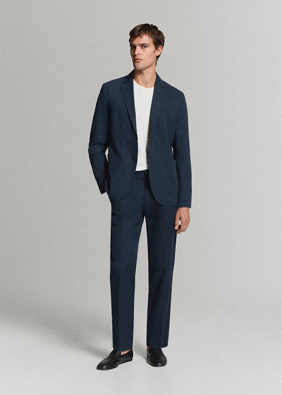 Marynarka garniturowa slim fit z lnu i lyocellu