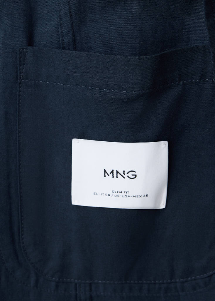 Slim-fit suit jacket made from a linen-lyocell blend — Navy