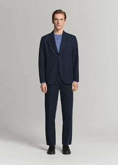 Slim-fit suit jacket made from a linen-lyocell blend — Navy 13