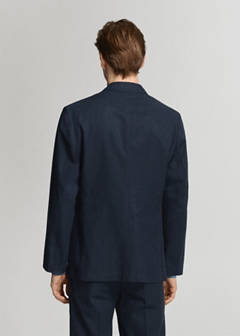 Slim-fit suit jacket made from a linen-lyocell blend — Navy 14