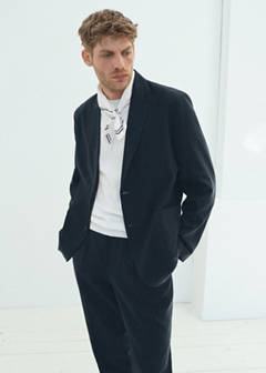 Slim-fit suit jacket made from a linen-lyocell blend — Navy 8