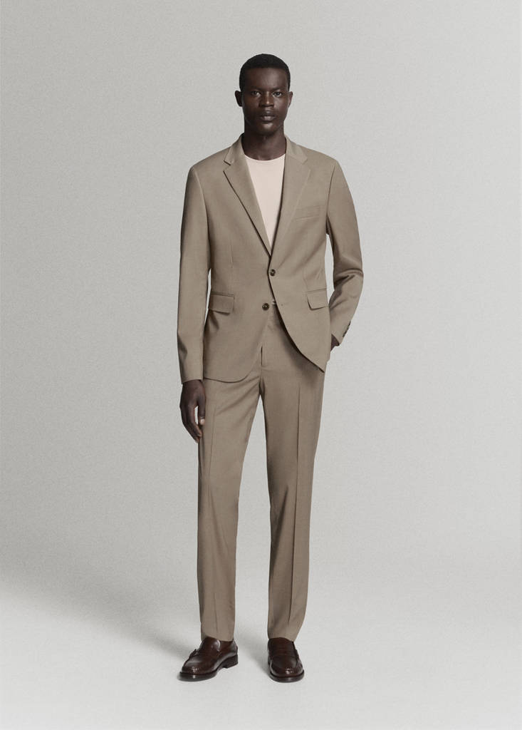 Milan slim-fit suit jacket — Medium Brown