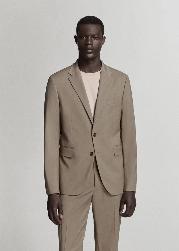 Milan slim-fit suit jacket — Medium Brown