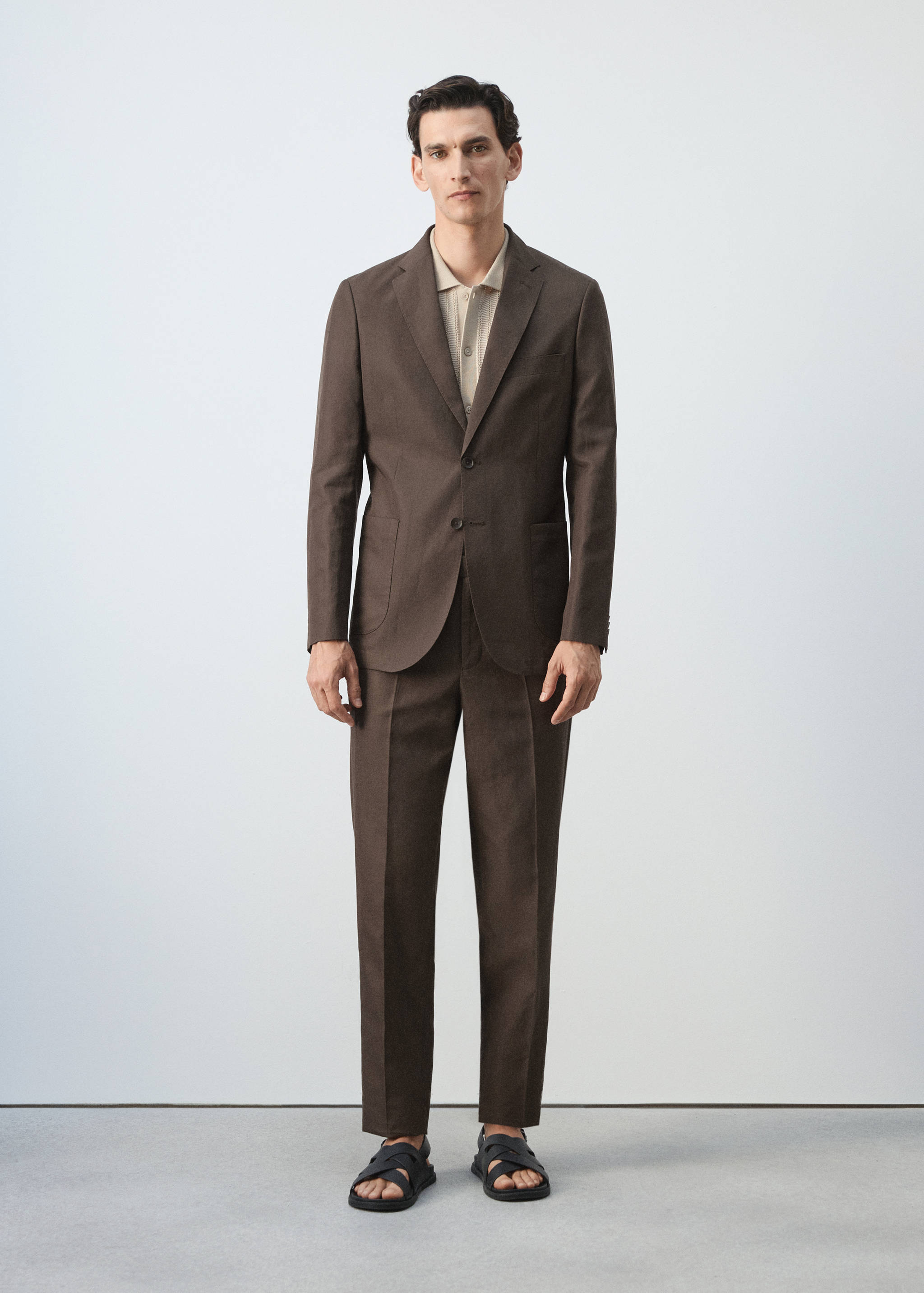 Slim-fit lyocell linen suit blazer - General plane