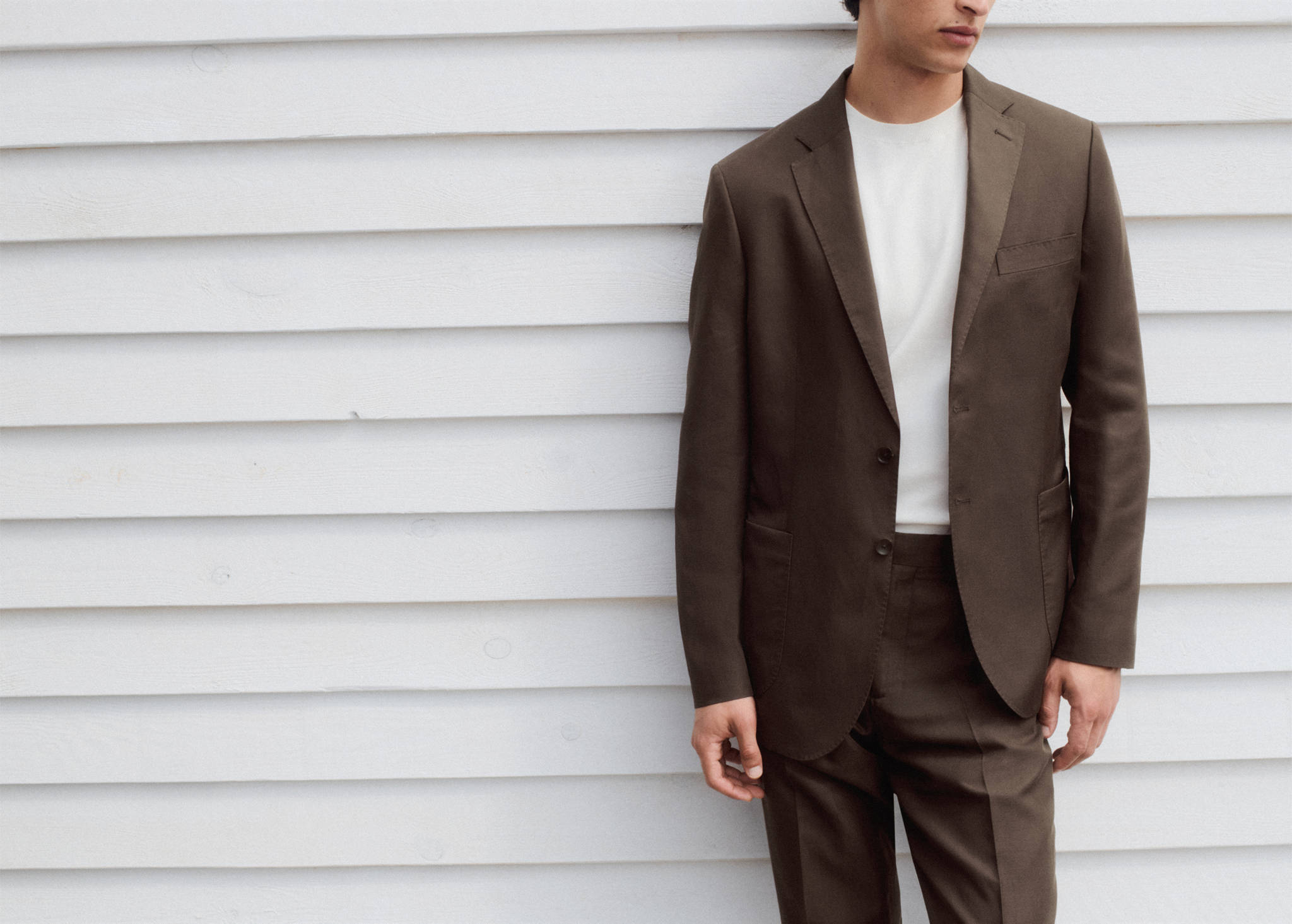 Slim fit lyocell linen suit jacket - Panoramic plane