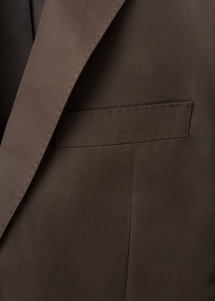 Slim fit lyocell linen suit jacket — Brown
