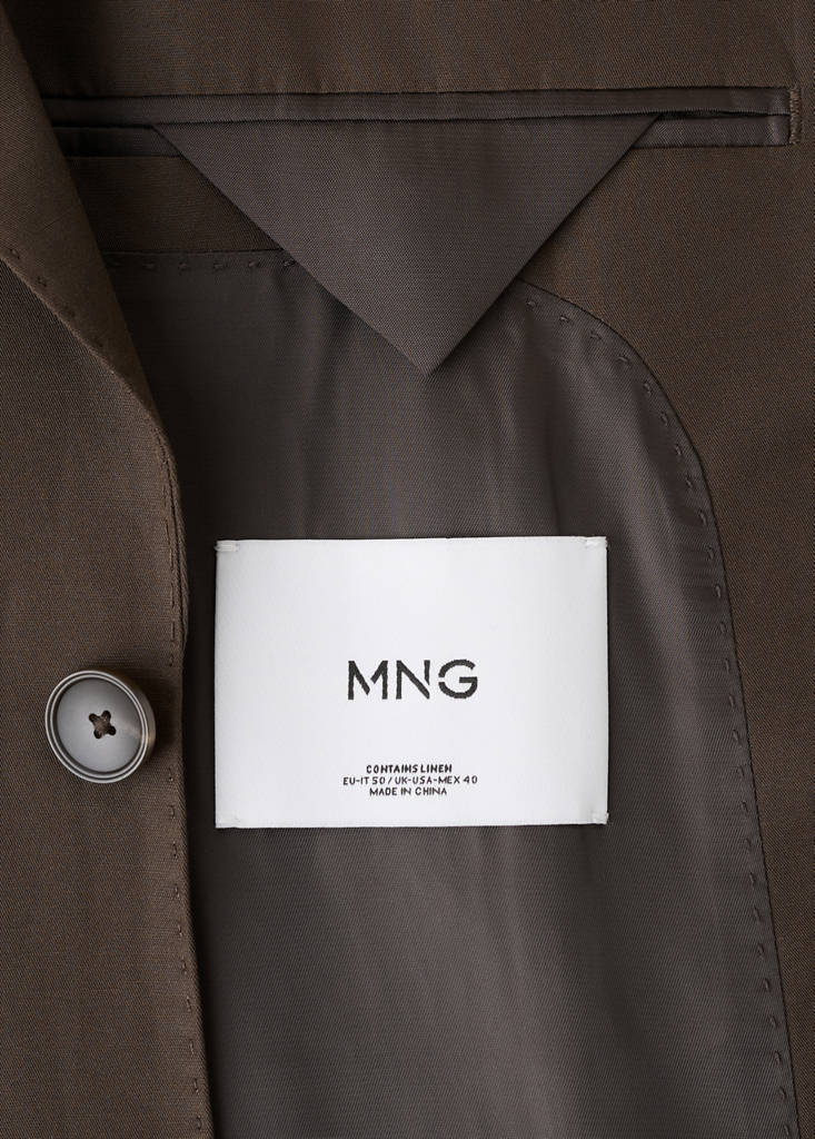 Slim fit lyocell linen suit jacket — Brown