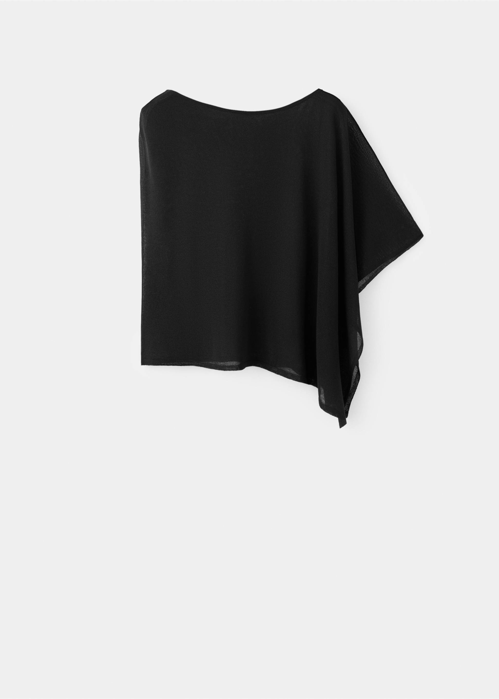 Asymmetrical knitted cape - Article without model, Black. Ref: 37041373-00.