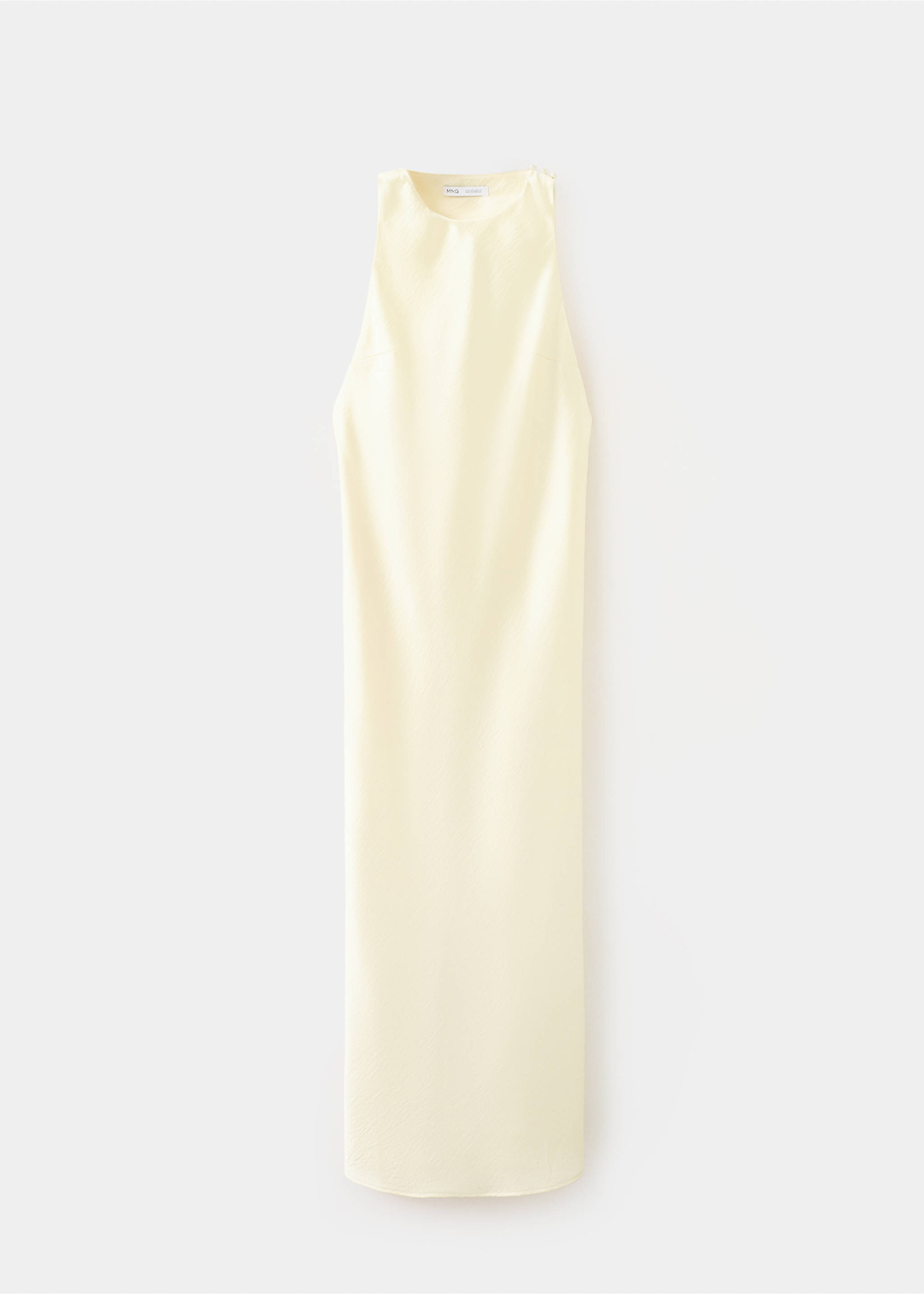 Back detail satin dress - Article without model, Pastel Yellow. Ref: 37041374-00.
