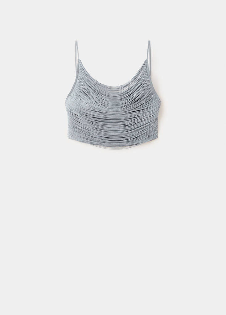 Open-back fringed top — Silver
