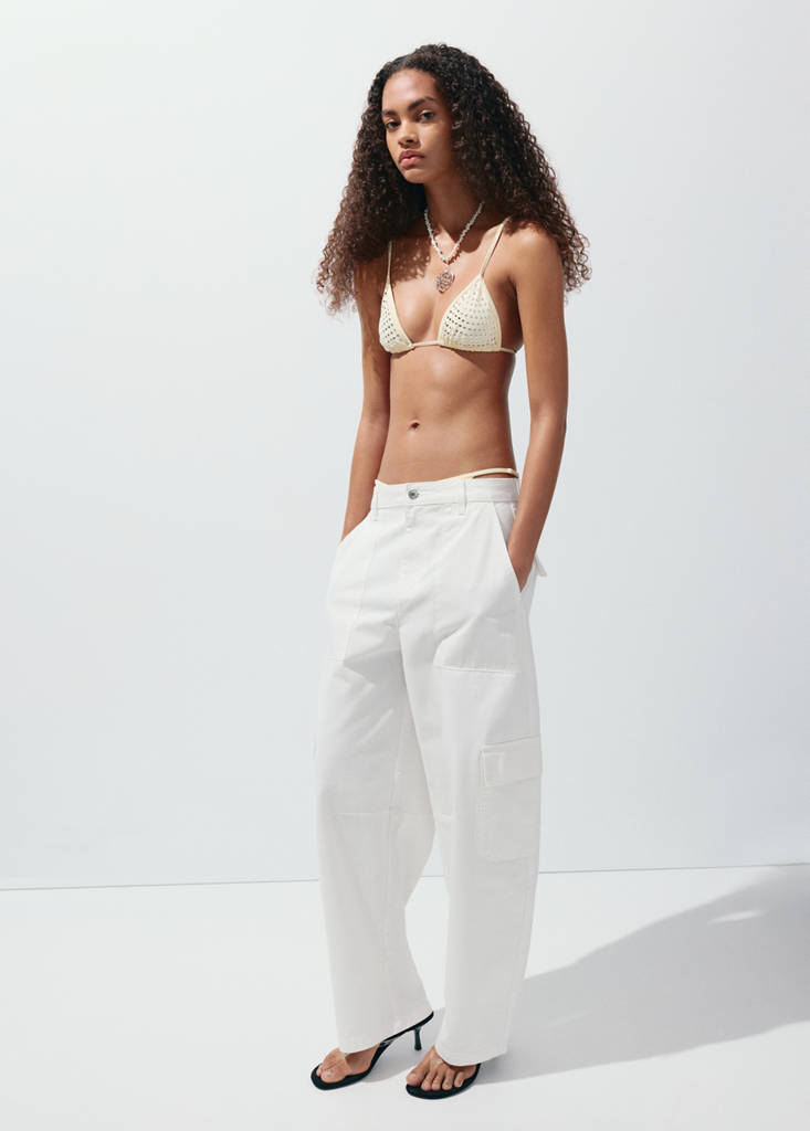 Pocket cargo jeans — White