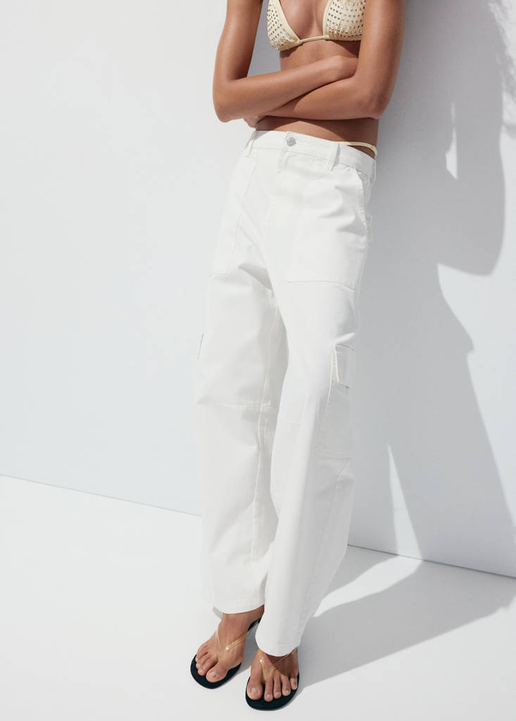 Pocket cargo jeans — White