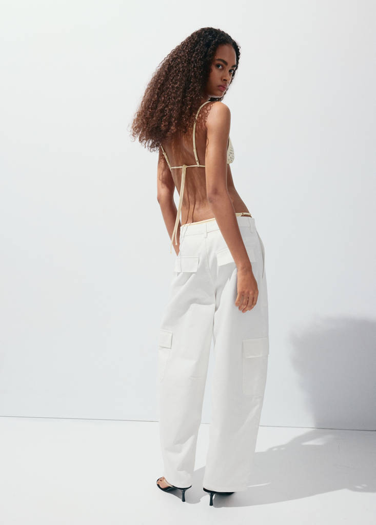 Pocket cargo jeans — White